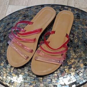 Slide Sandals Forever 21 Pink Ombre And Tan Size 8
